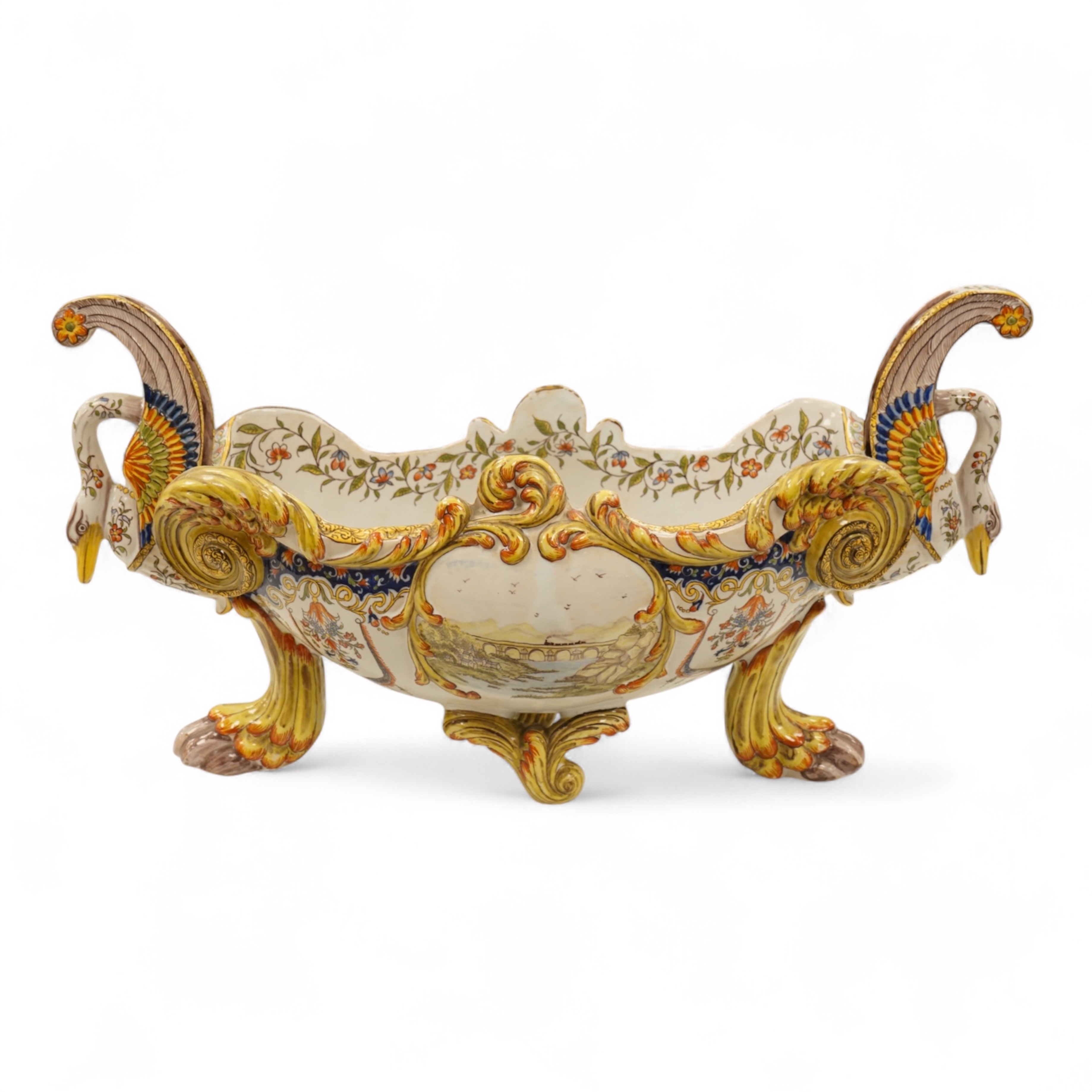 An early 20th century French faience jardiniere, 55cm wide
